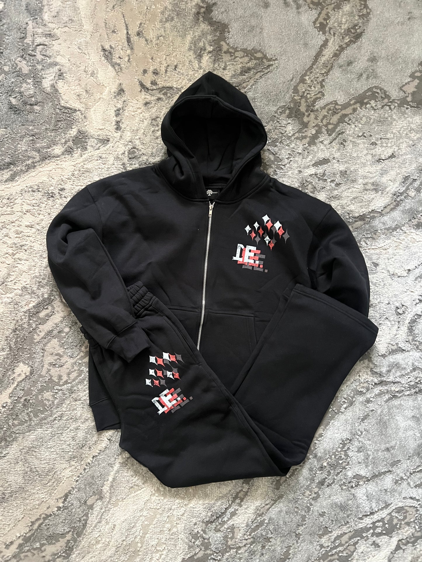 BLACK GLITCHED ACCLAIMEDPRIVACY TRACKSUIT